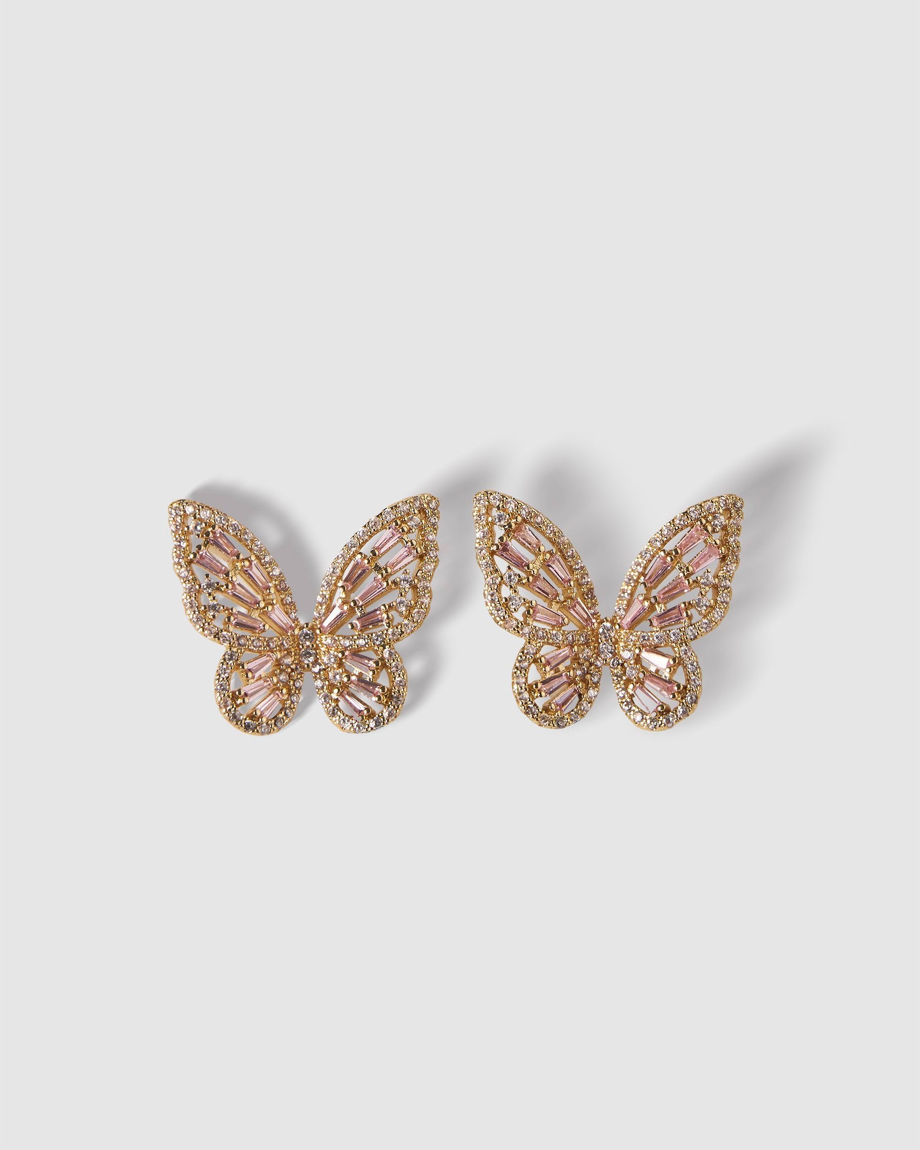 BUTTERFLY GOLD STUD EARRINGS