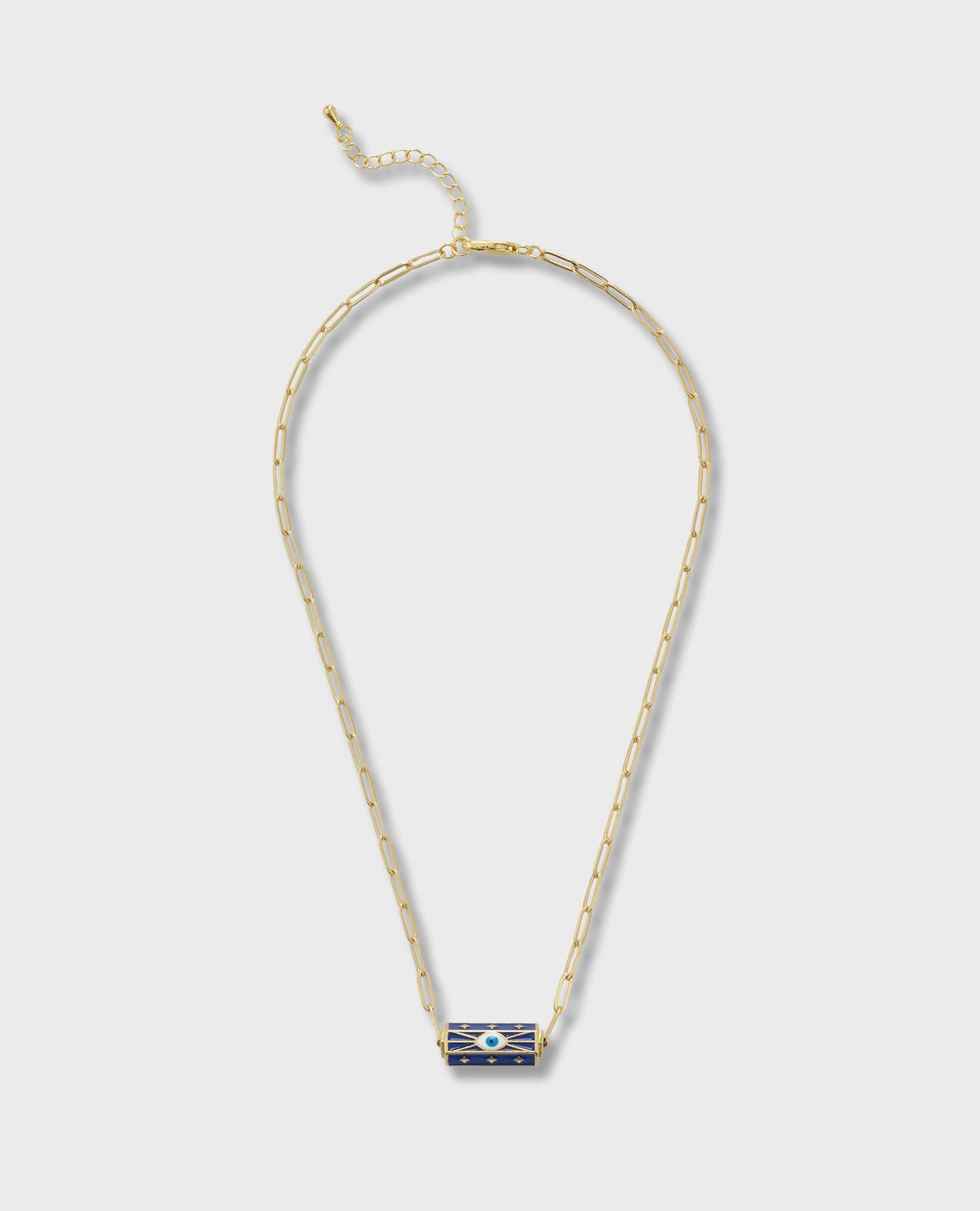 BOHEMIAN GOLD PAPERCLIP NECKLACE - BLUE