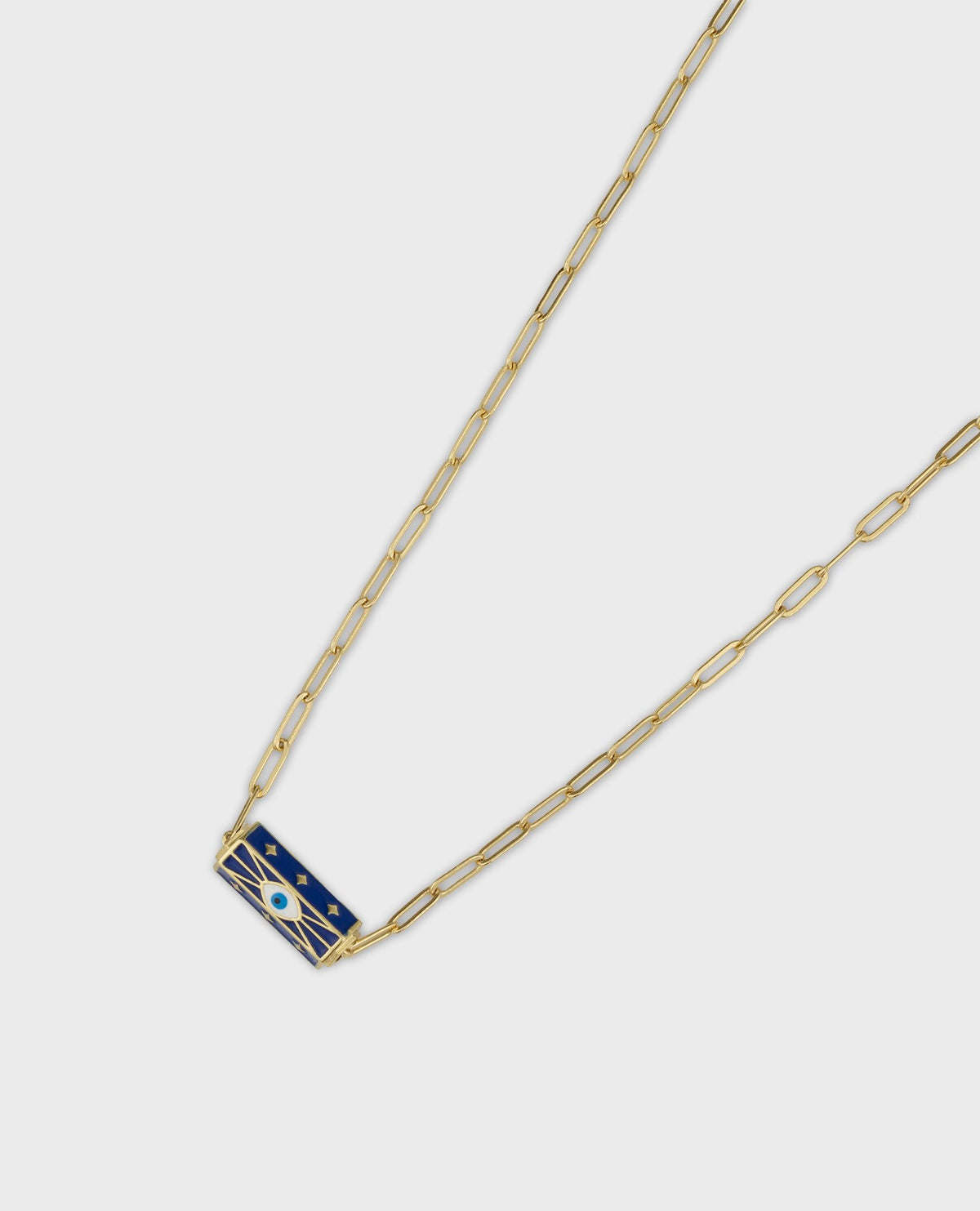 BOHEMIAN GOLD PAPERCLIP NECKLACE - BLUE