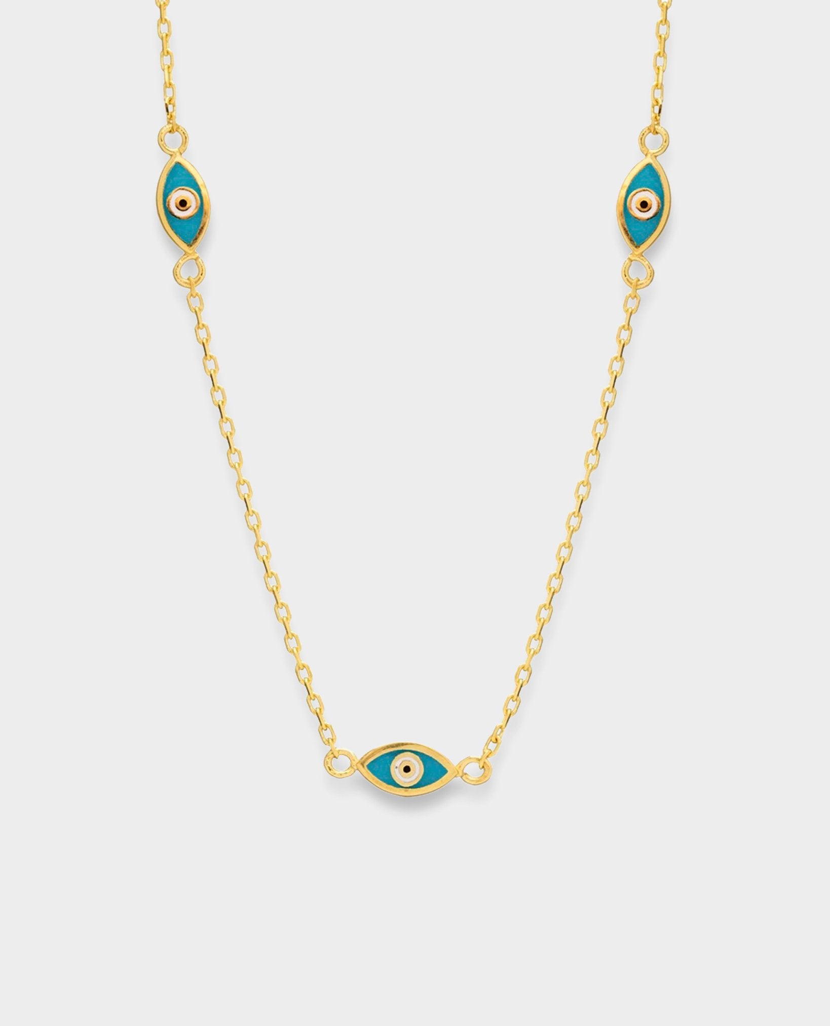 DOUBLE-SIDED GOLD EVIL EYE NECKLACE