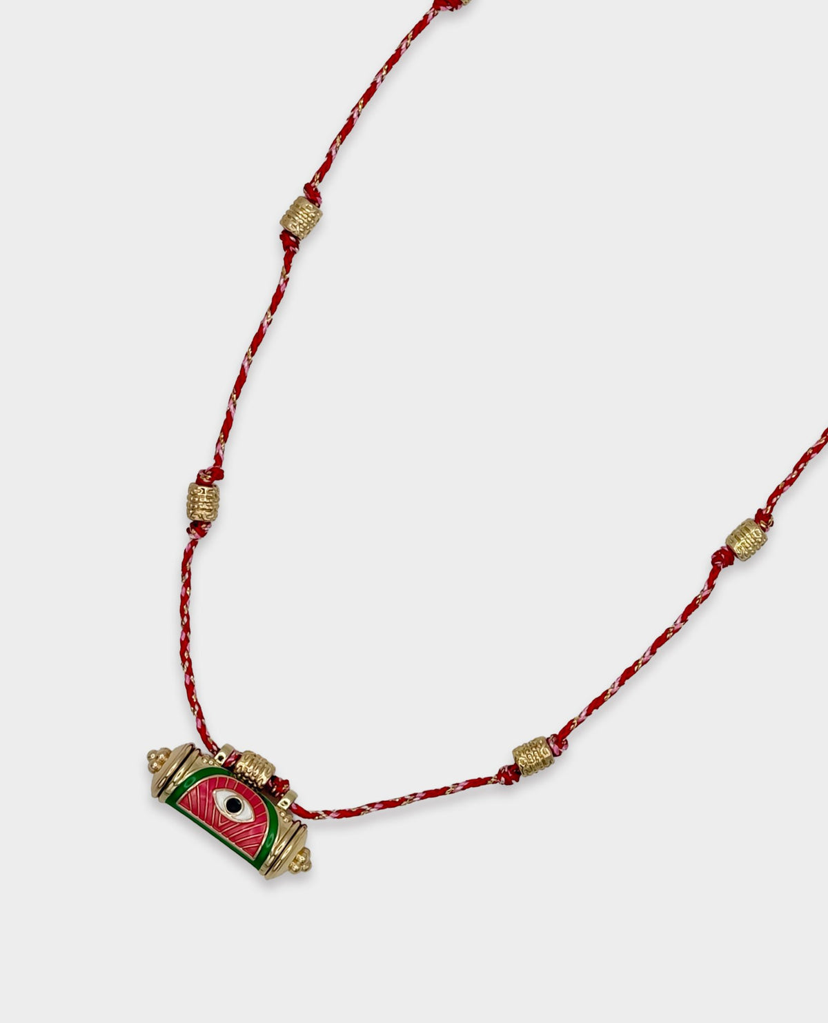 EVIL EYE LOCKET NECKLACE - HOT PINK