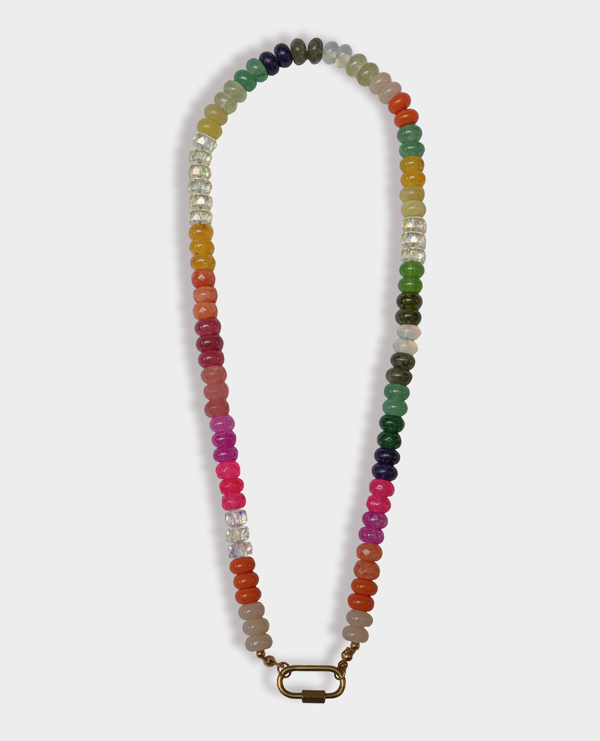 STONE CARABINER CLIP BEADED NECKLACE