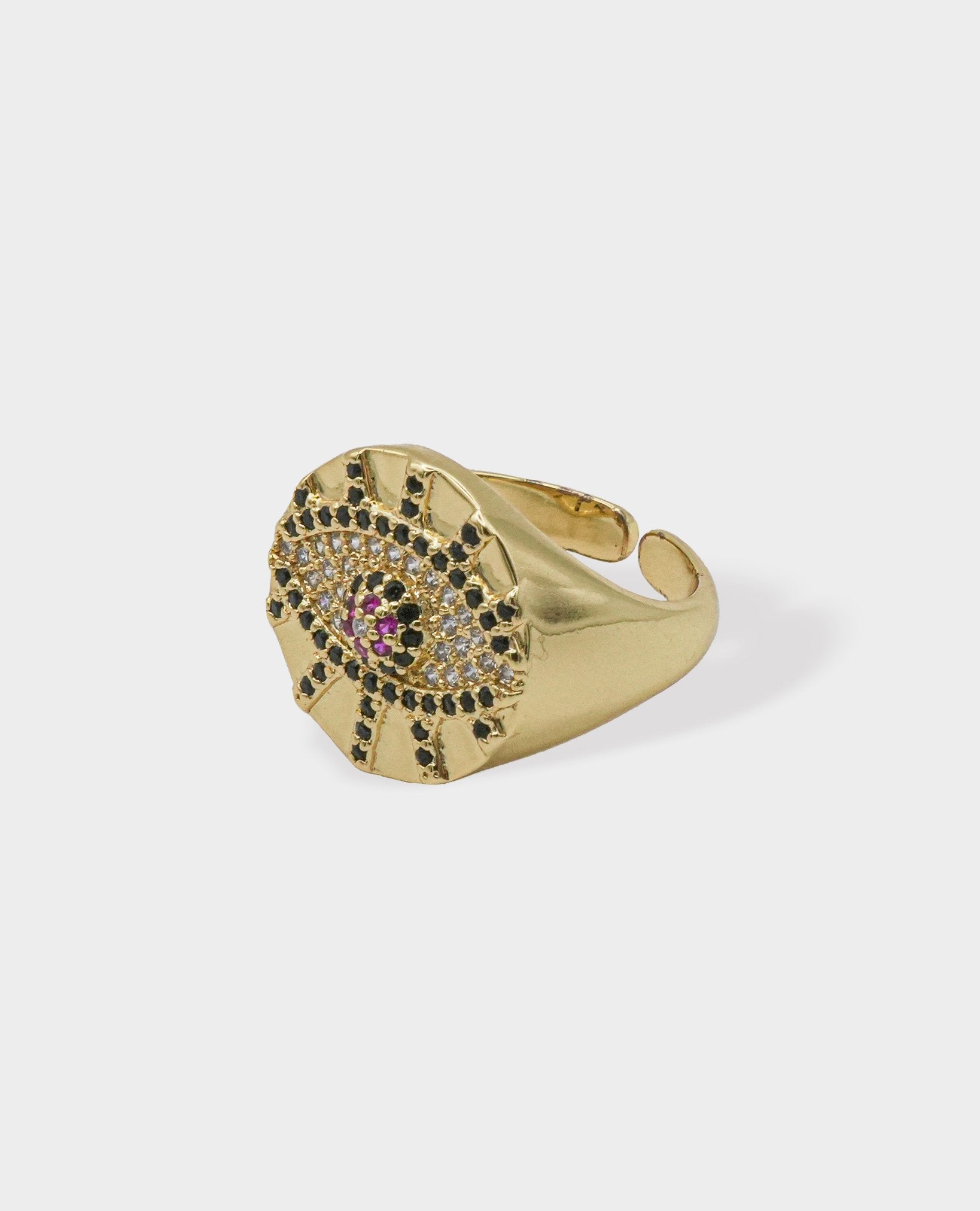 EVIL EYE GOLD SIGNET RING