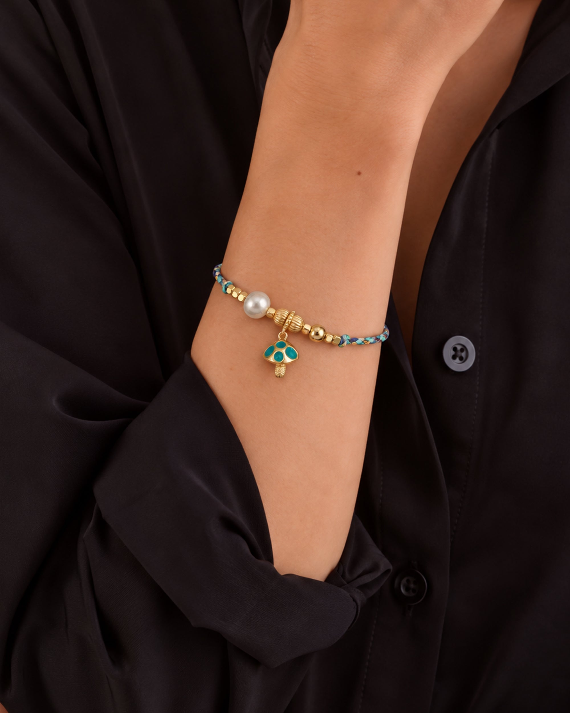 MUSHROOM CHARM BRACELET - TURQUOISE