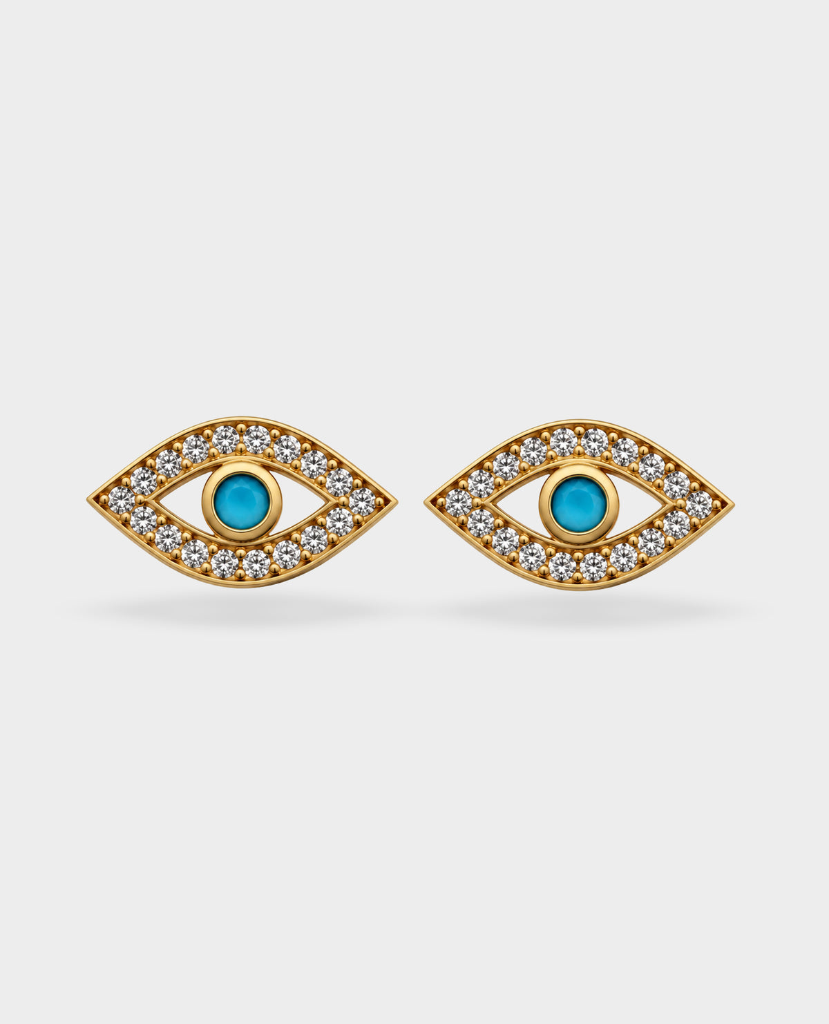 EVIL EYE EARRING STUDS - DIAMOND & TURQUOISE