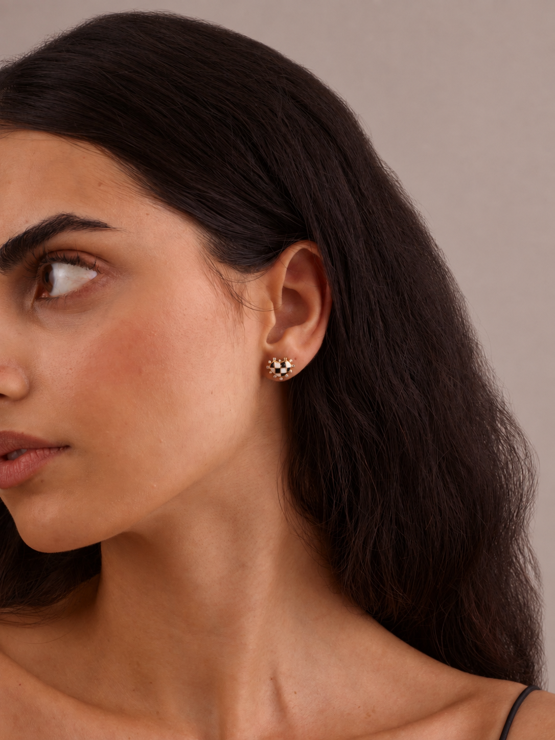 HEART CHEQUERED EARRINGS