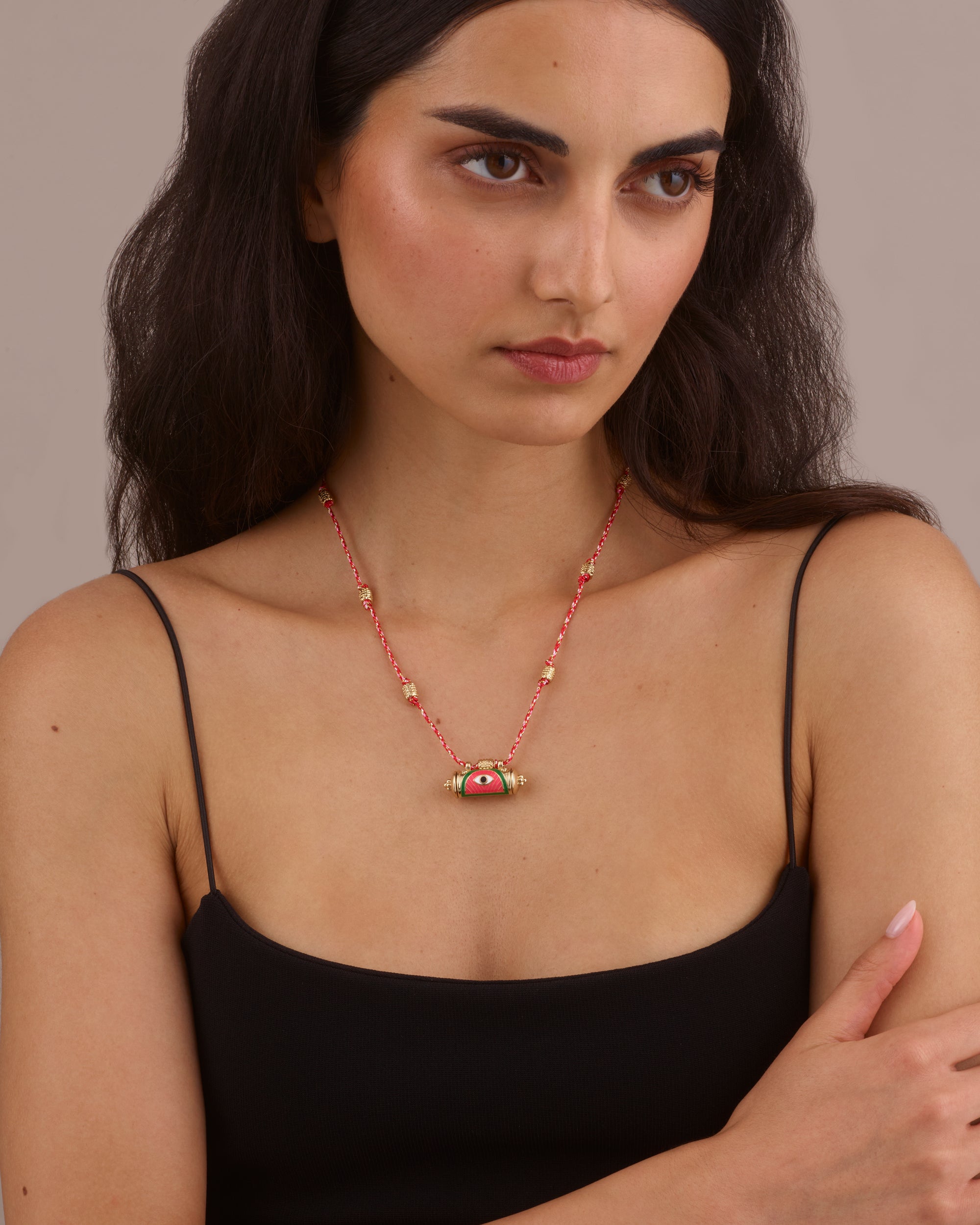 EVIL EYE AMULET NECKLACE - HOT PINK