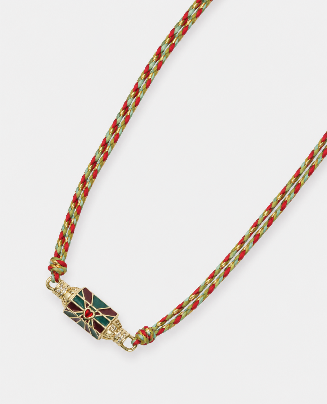 AMULET HEART PENDANT NECKLACE - RED & GREEN