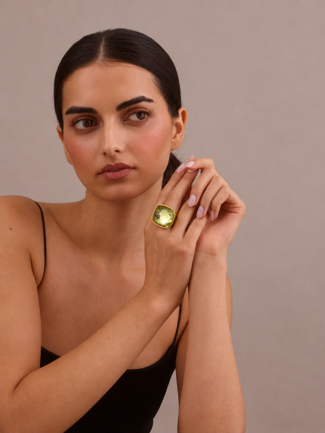 GIANT DISCO RING - LIME & GOLD