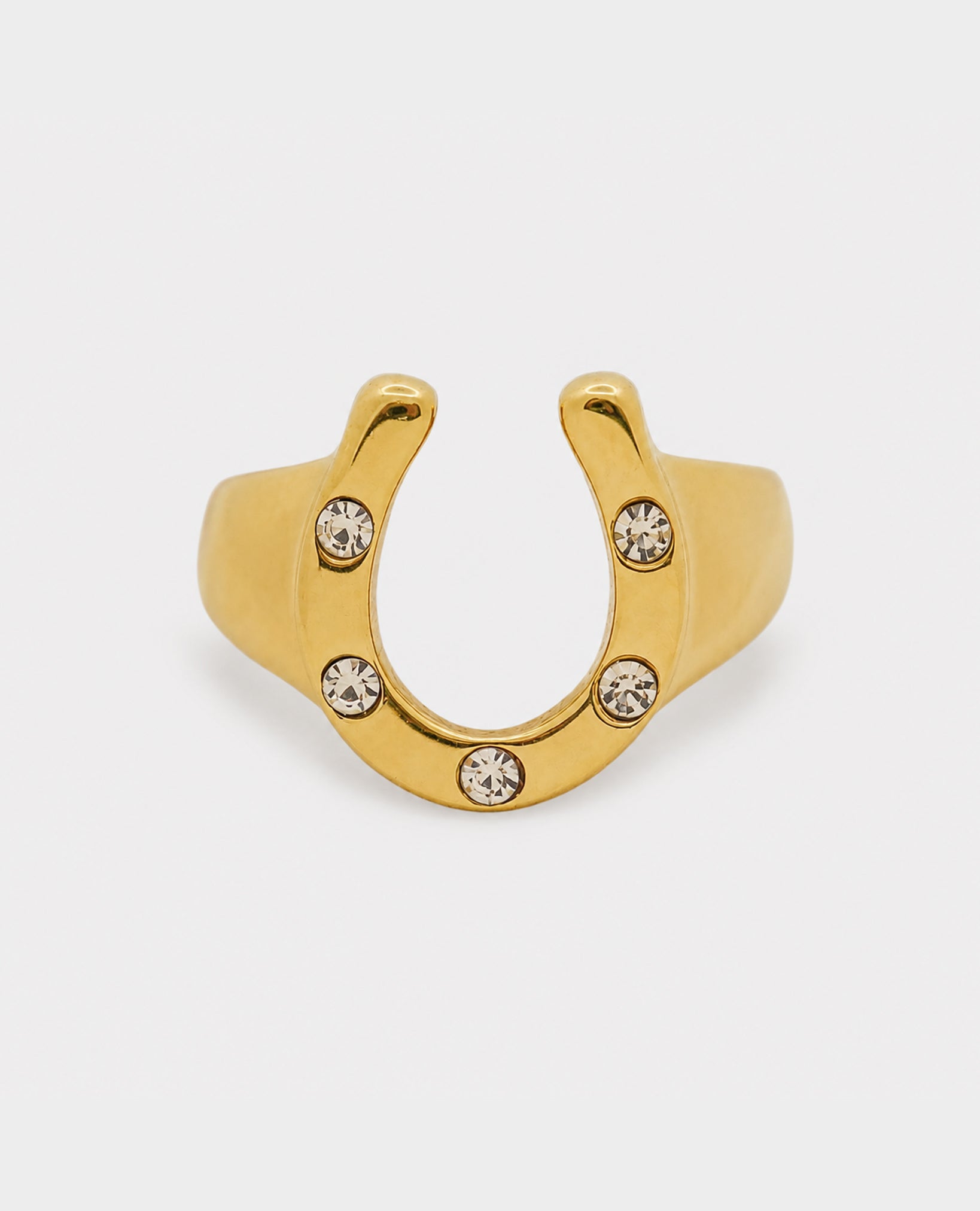 CRYSTAL HORSESHOE GOLD RING