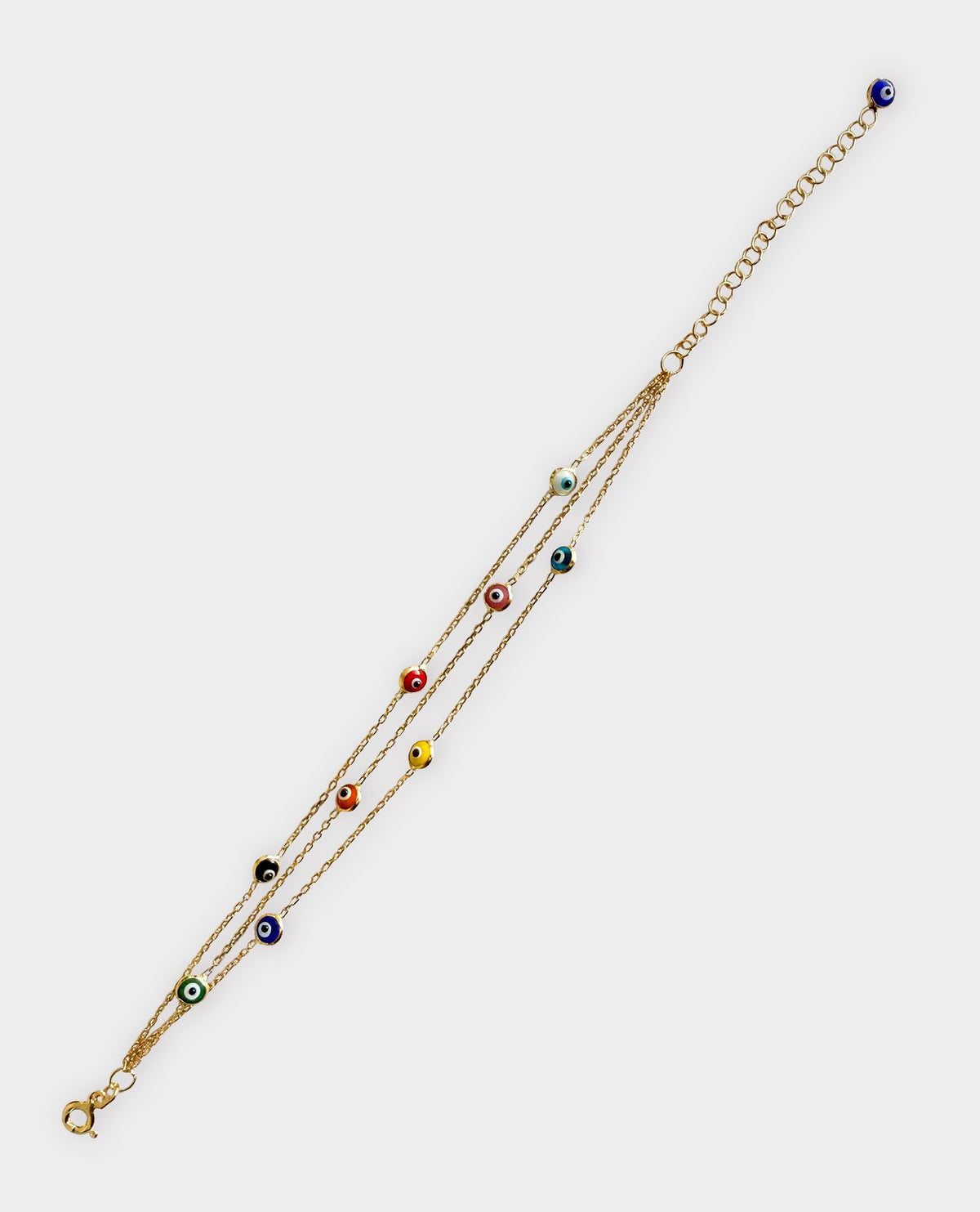 EVIL EYE TRIPLE LAYER GOLD BRACELET