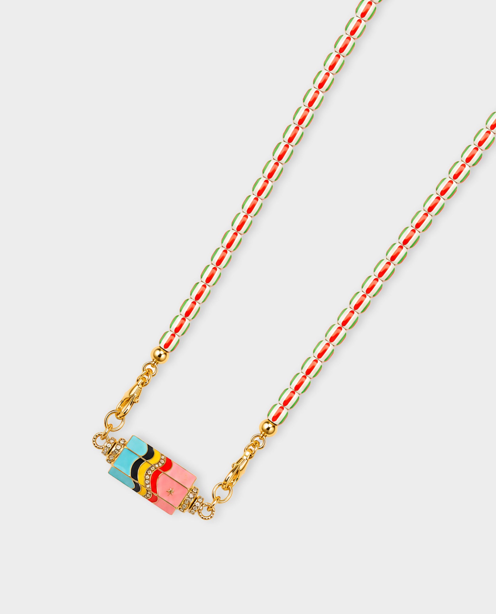 AMULET PENDANT BEADED NECKLACE - CANDY STRIPE