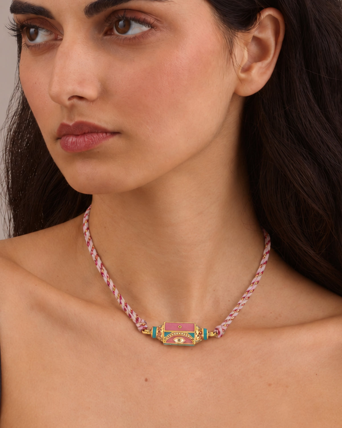 EVIL EYE AMULET NECKLACE - PINK