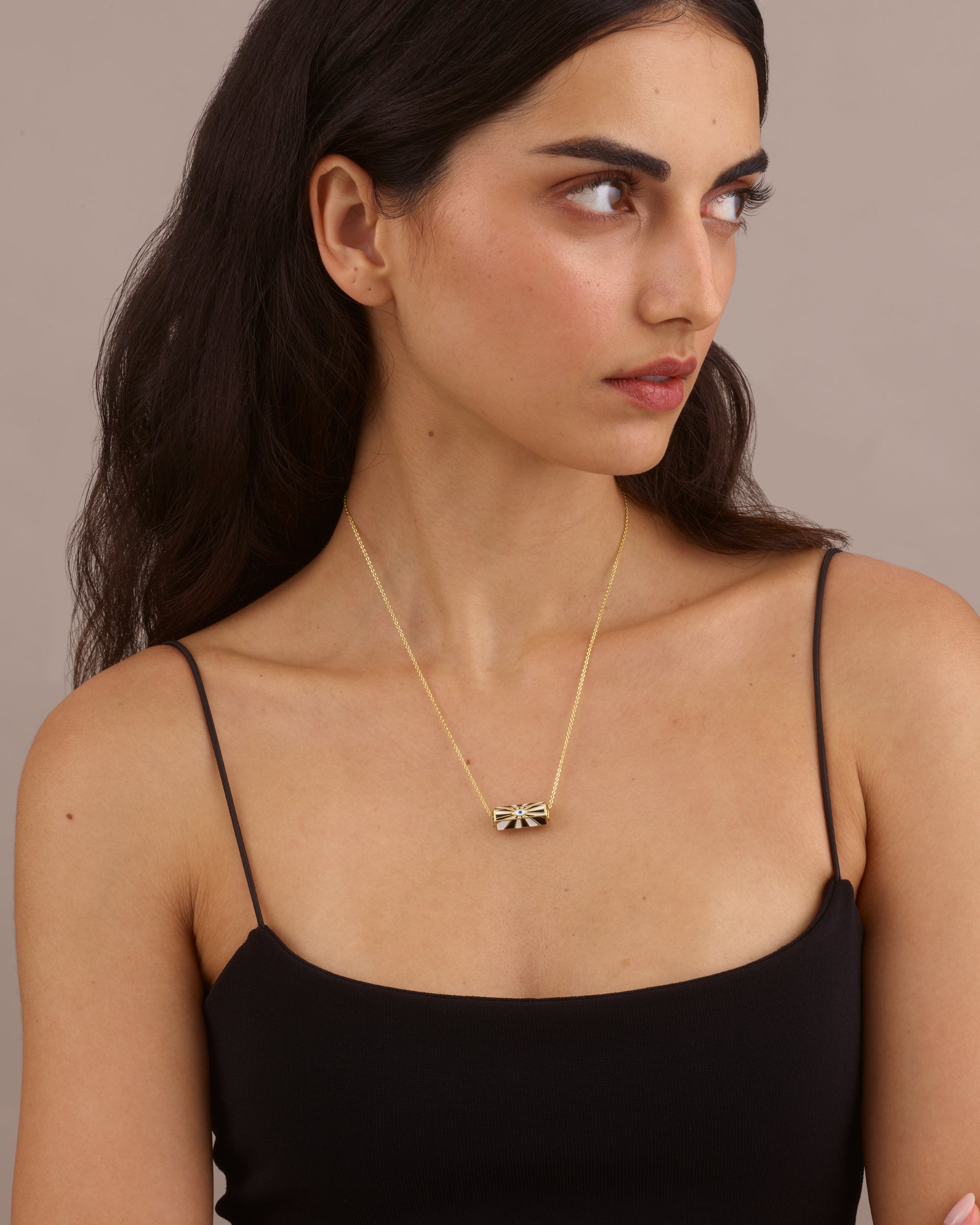 BOHEMIAN GOLD EVIL EYE NECKLACE - BLACK