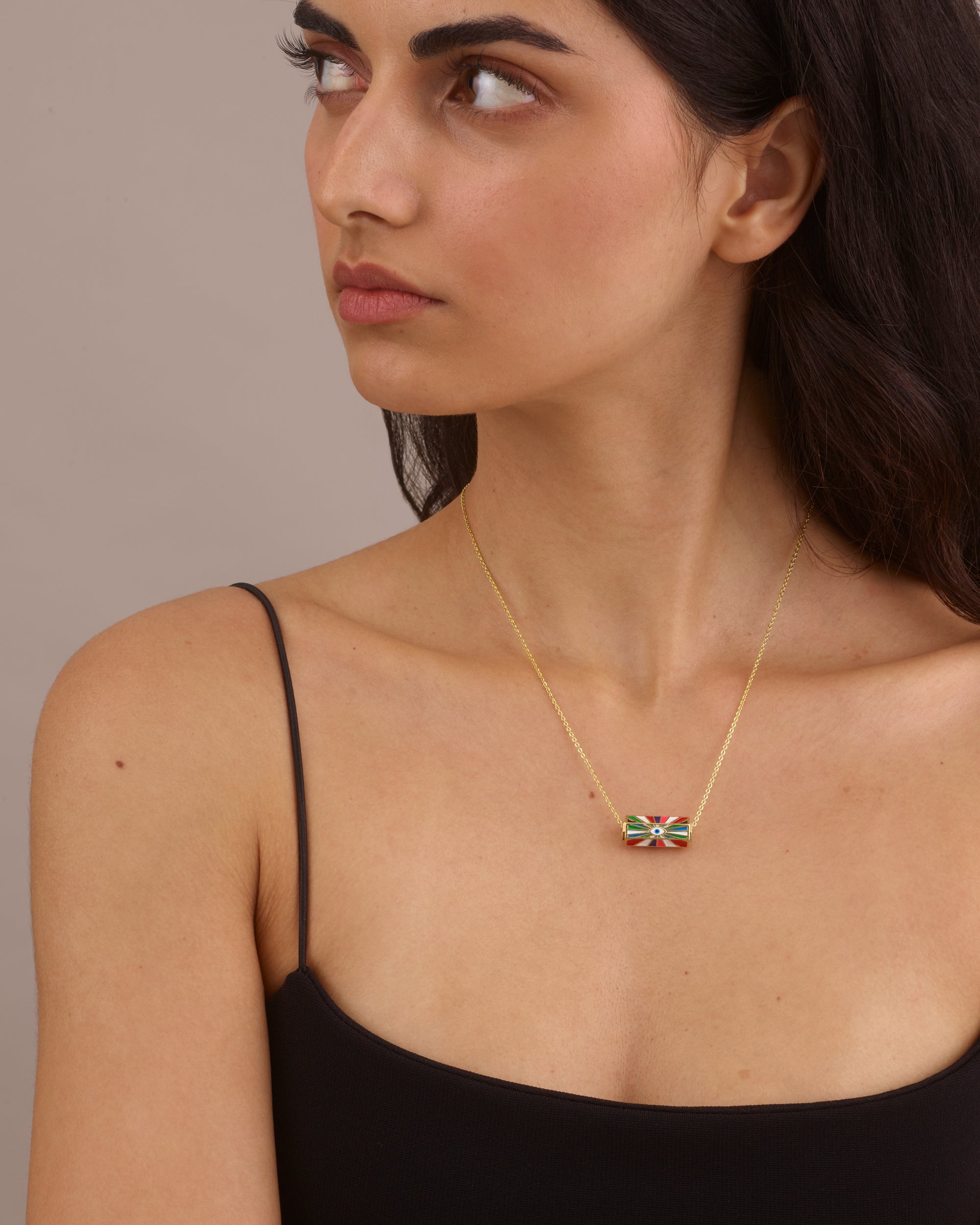 BOHEMIAN GOLD EVIL EYE NECKLACE - MULTICOLOUR