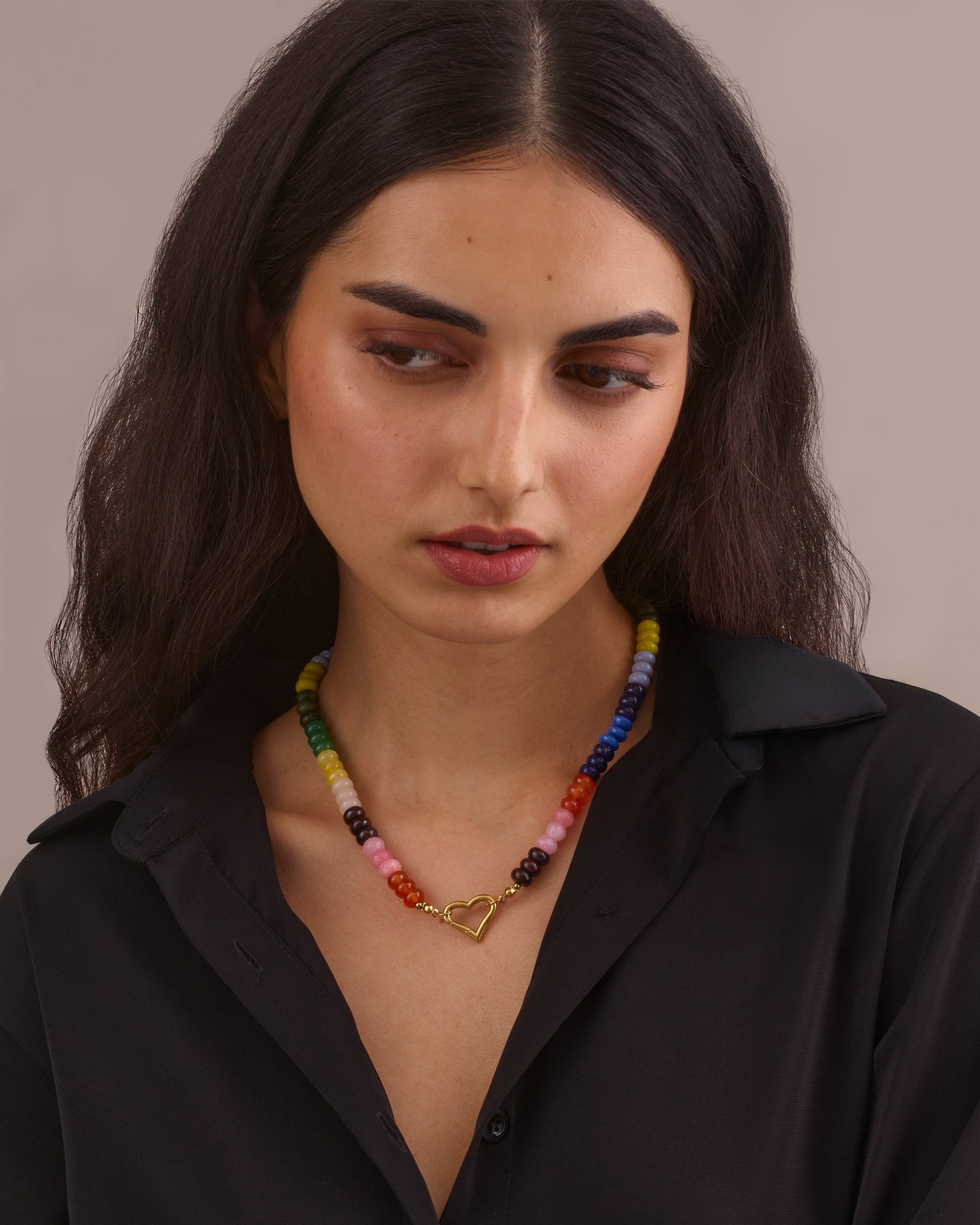 STONE HEART BEADED NECKLACE
