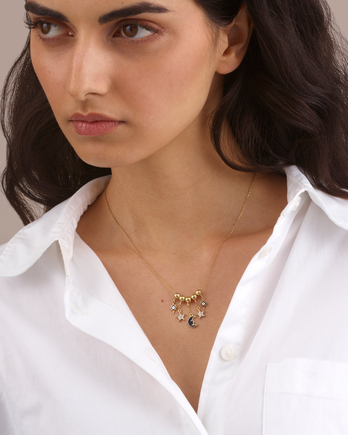 MOON & STAR CELESTIAL CHARM NECKLACE