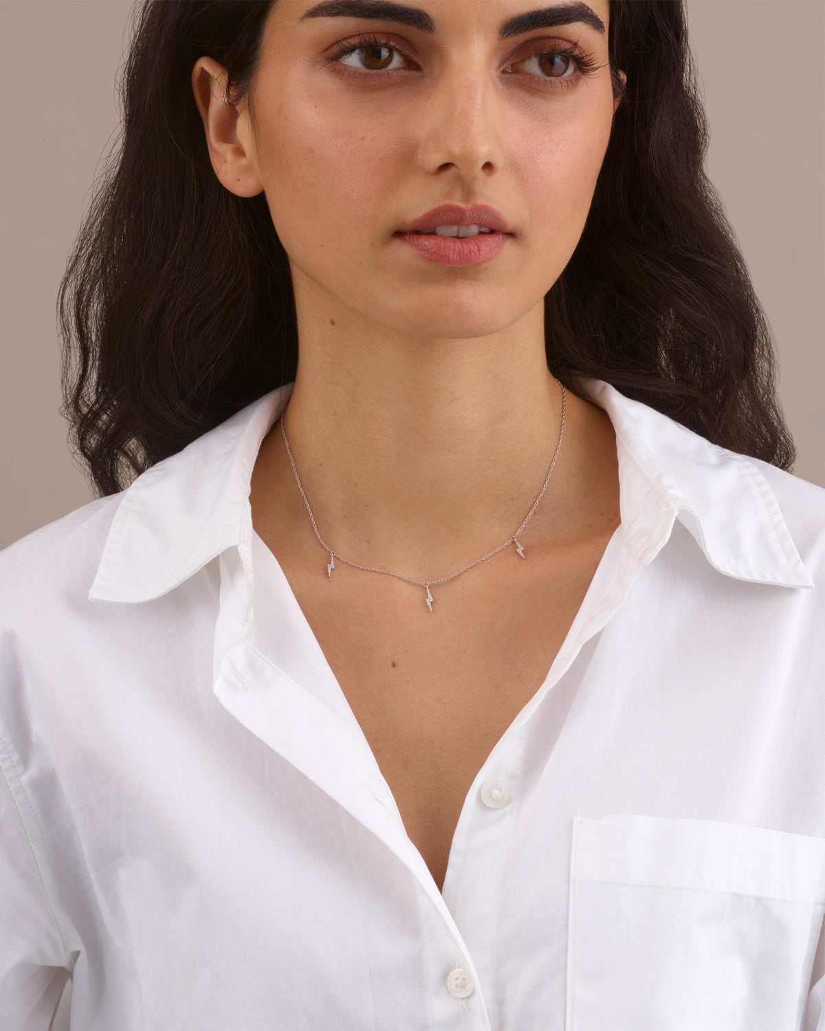 TRIPLE LIGHTNING BOLT NECKLACE - SILVER