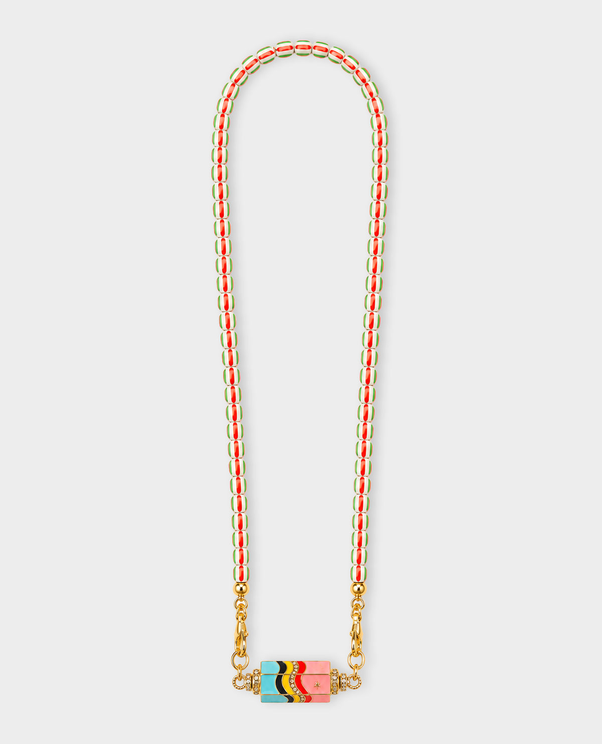 AMULET PENDANT BEADED NECKLACE - CANDY STRIPE