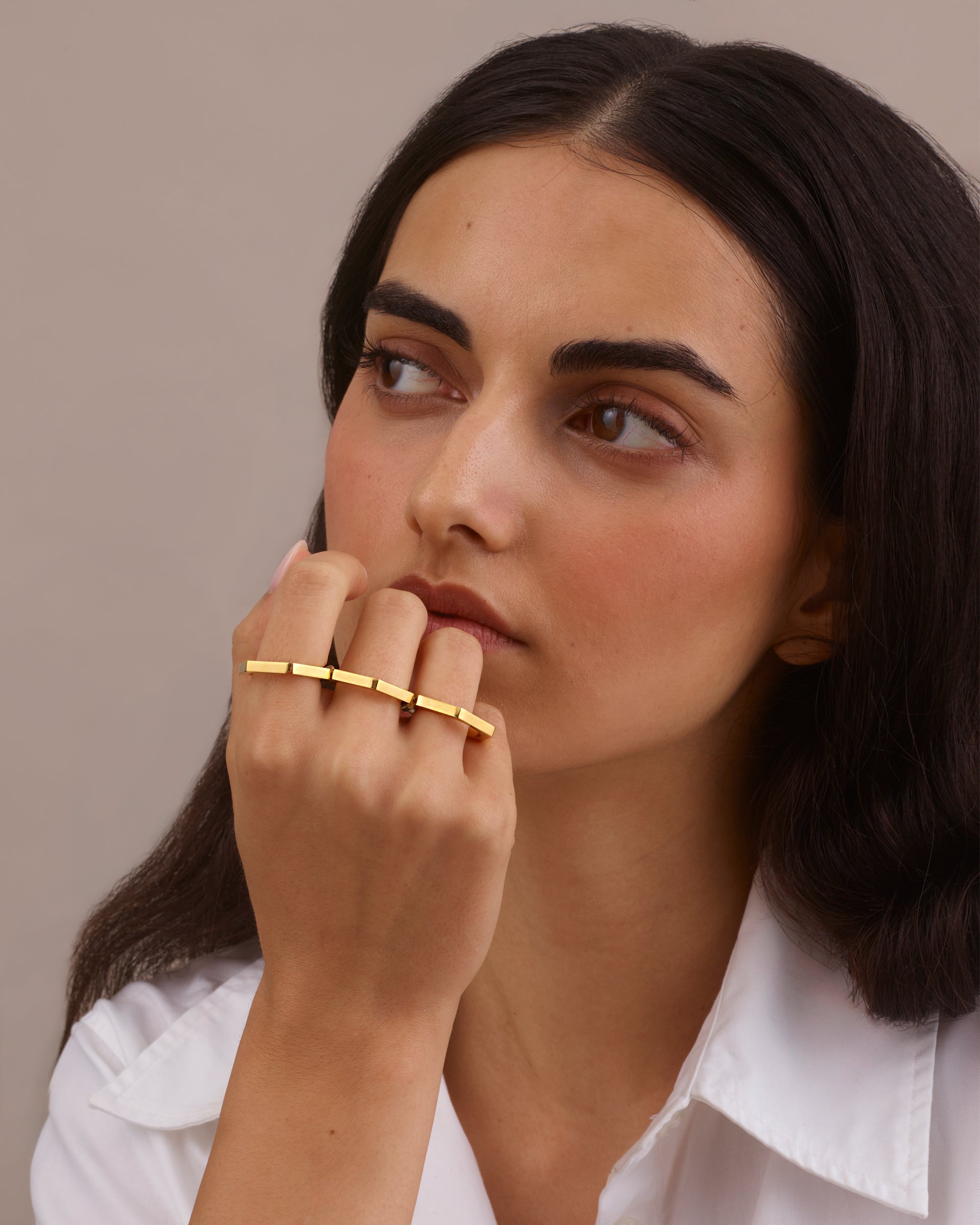 GEOMETRIC STACKED GOLD RING