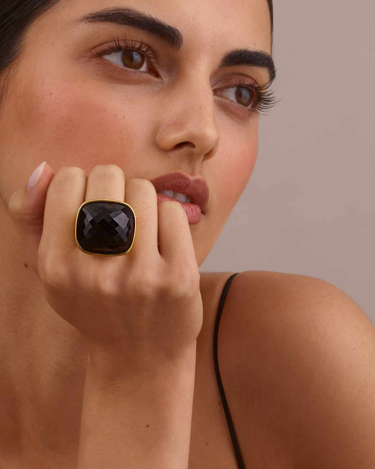 GIANT DISCO RING - BLACK & GOLD