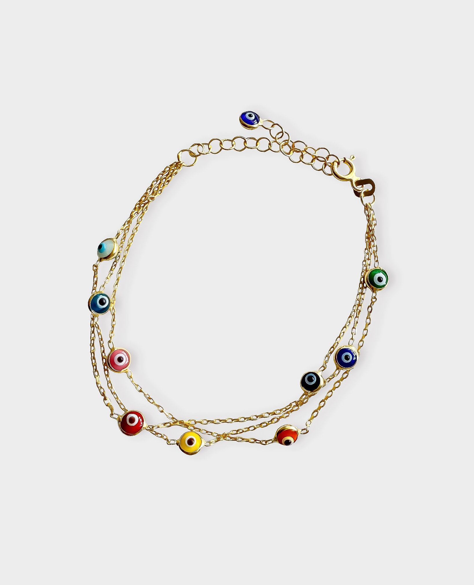 EVIL EYE TRIPLE LAYER GOLD BRACELET