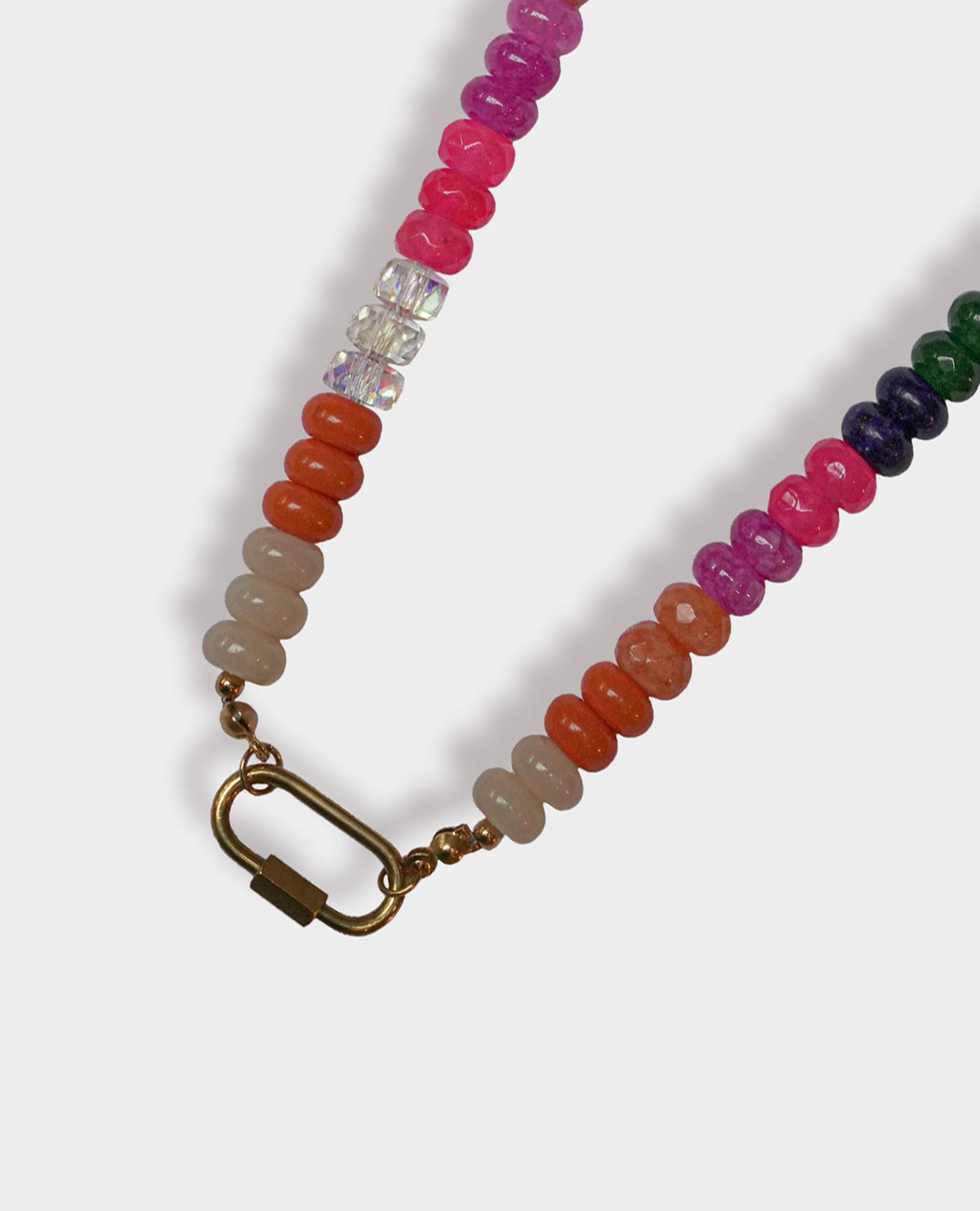 STONE CARABINER CLIP BEADED NECKLACE