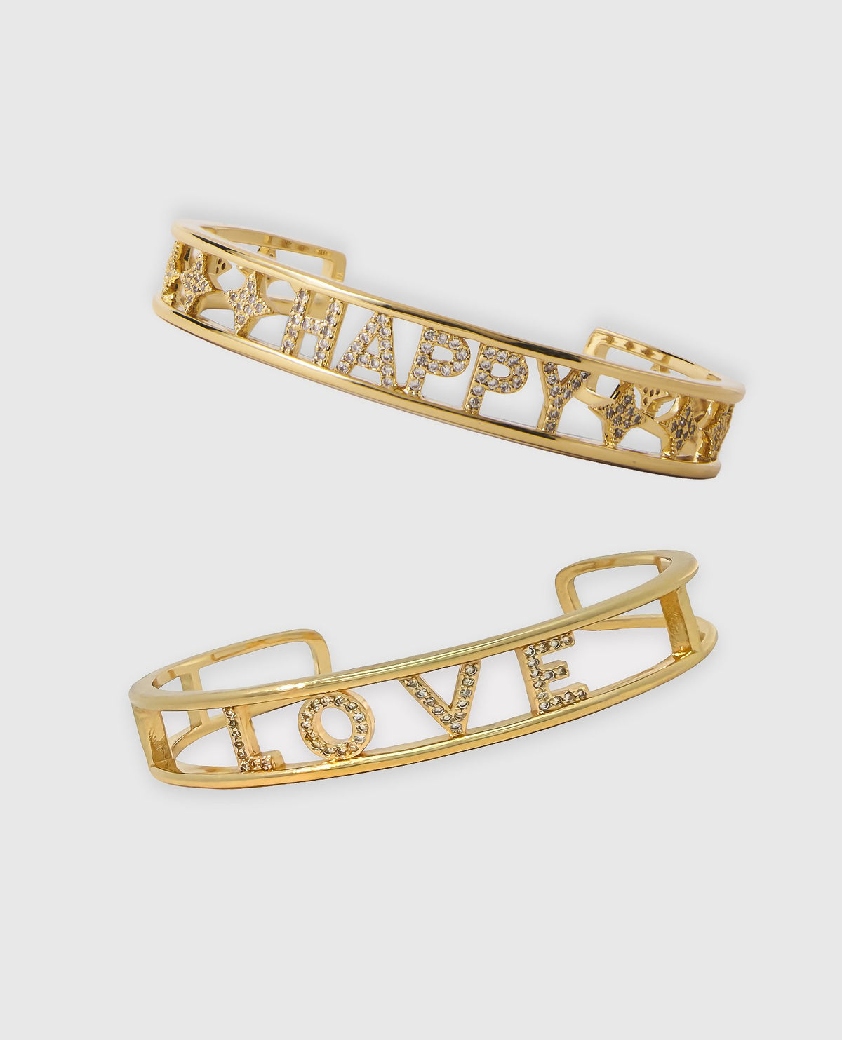 HAPPY & LOVE GOLD CUFF SET