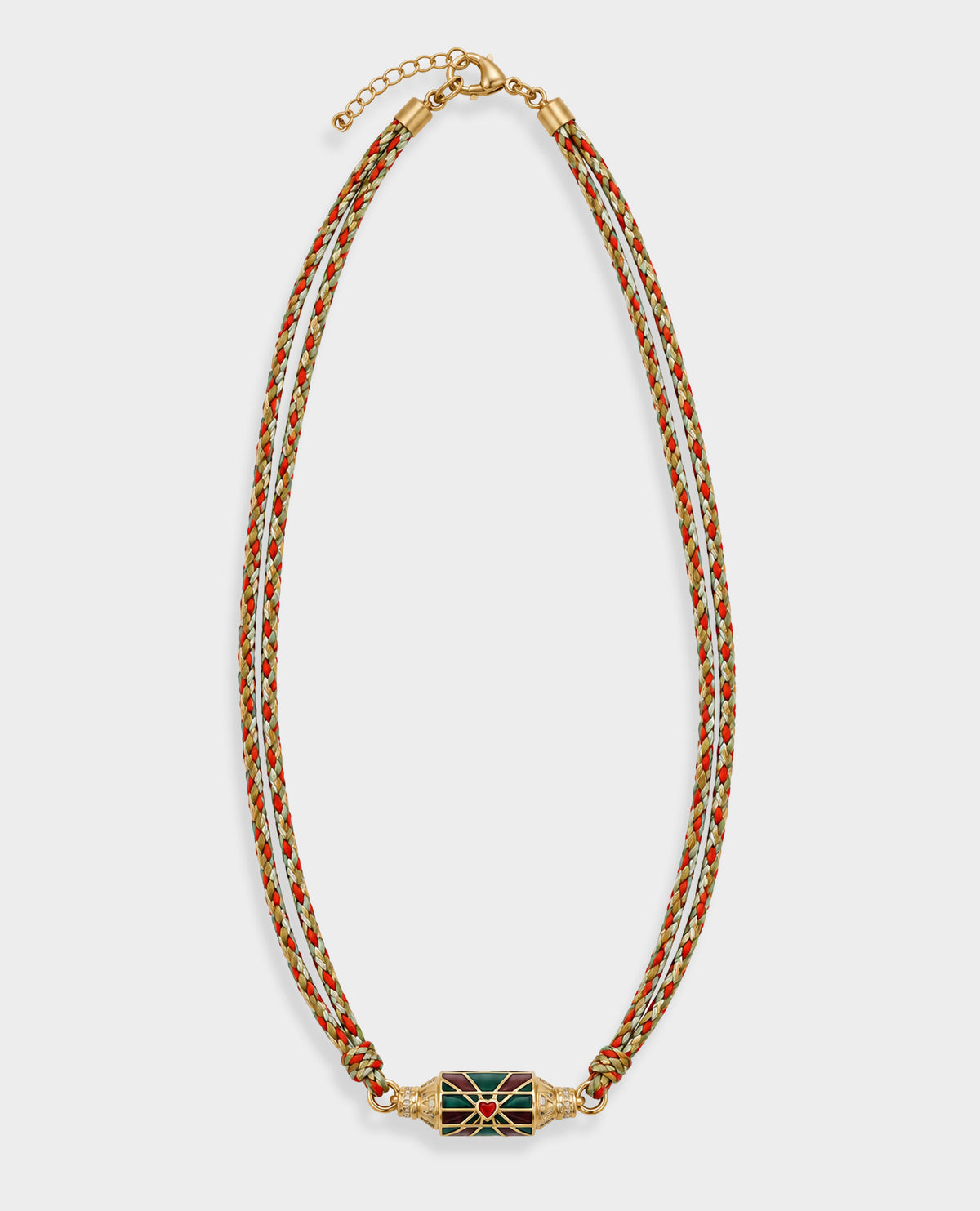AMULET HEART PENDANT NECKLACE - RED & GREEN